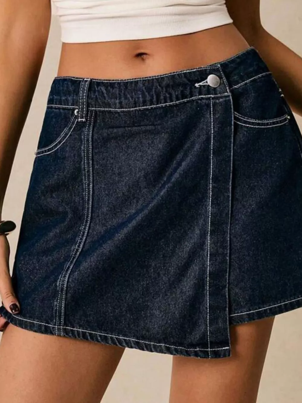 Button Up Short Sleeve Top and Skort Denim Set, image 16