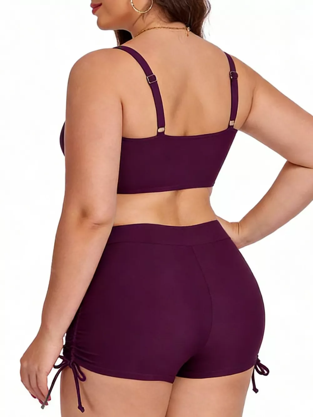 Plus Size Ruched Drawstring Swim Set, image 11