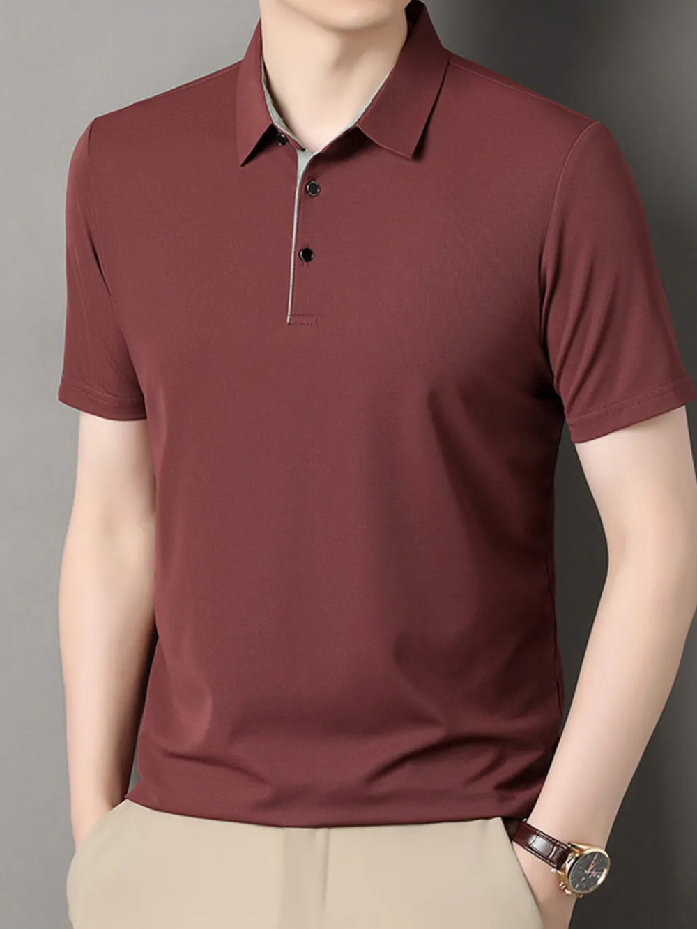 Men's Button Detail Short Sleeve Polo, image 2