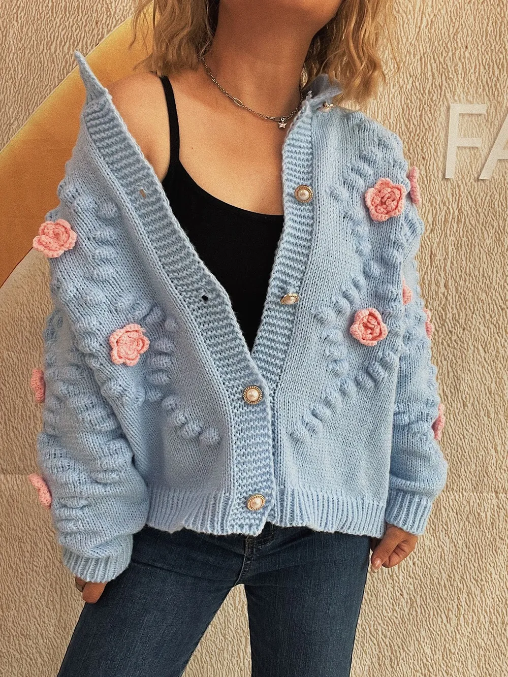 Flower Button Up Long Sleeve Cardigan, image 7