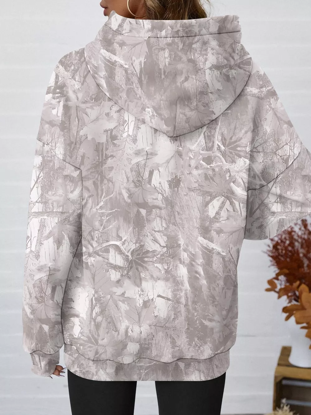 Printed Kangaroo Pocket Oversized Hoodie, image 9