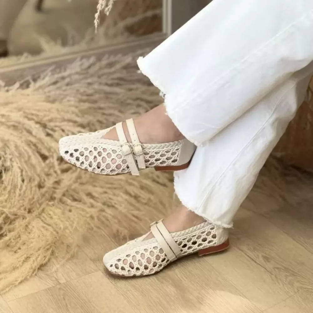 Woven Hollow-Out Slip-Ons