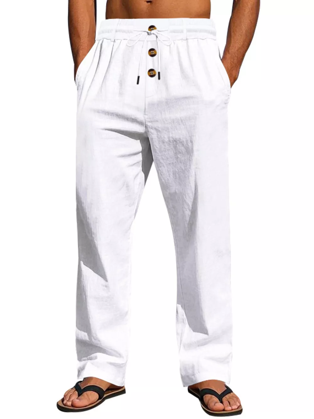 Men's Full Size Drawstring Pants with Button-Front Detail Plus Size, image 18