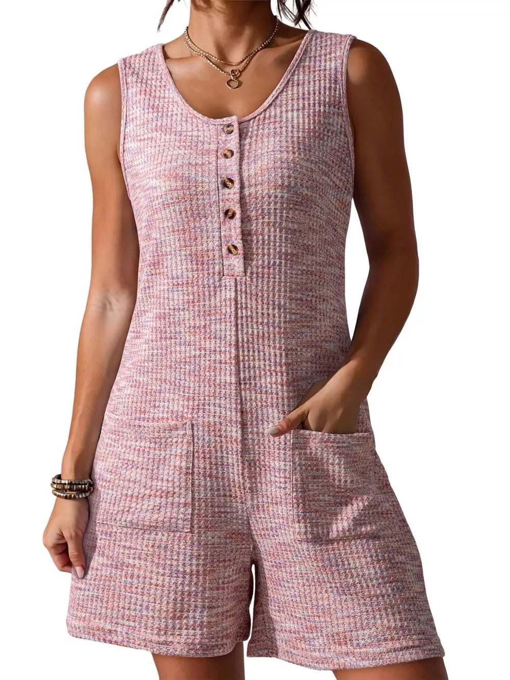 Sleeveless Button Detail Romper, image 2