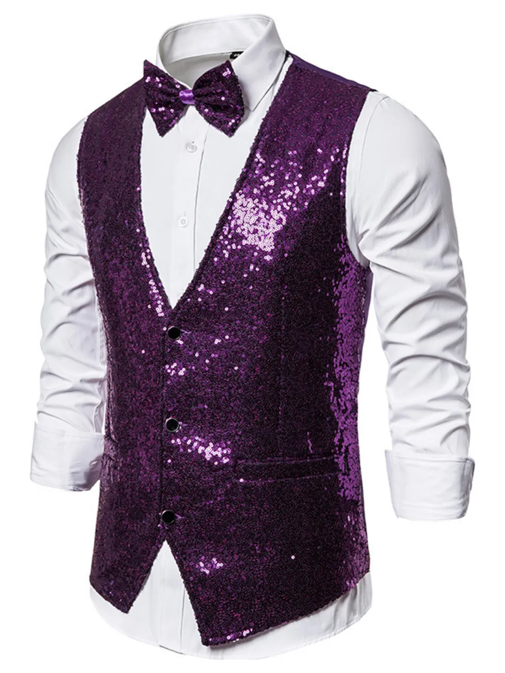 Men's Sequin Slim Fit Vest, image 12