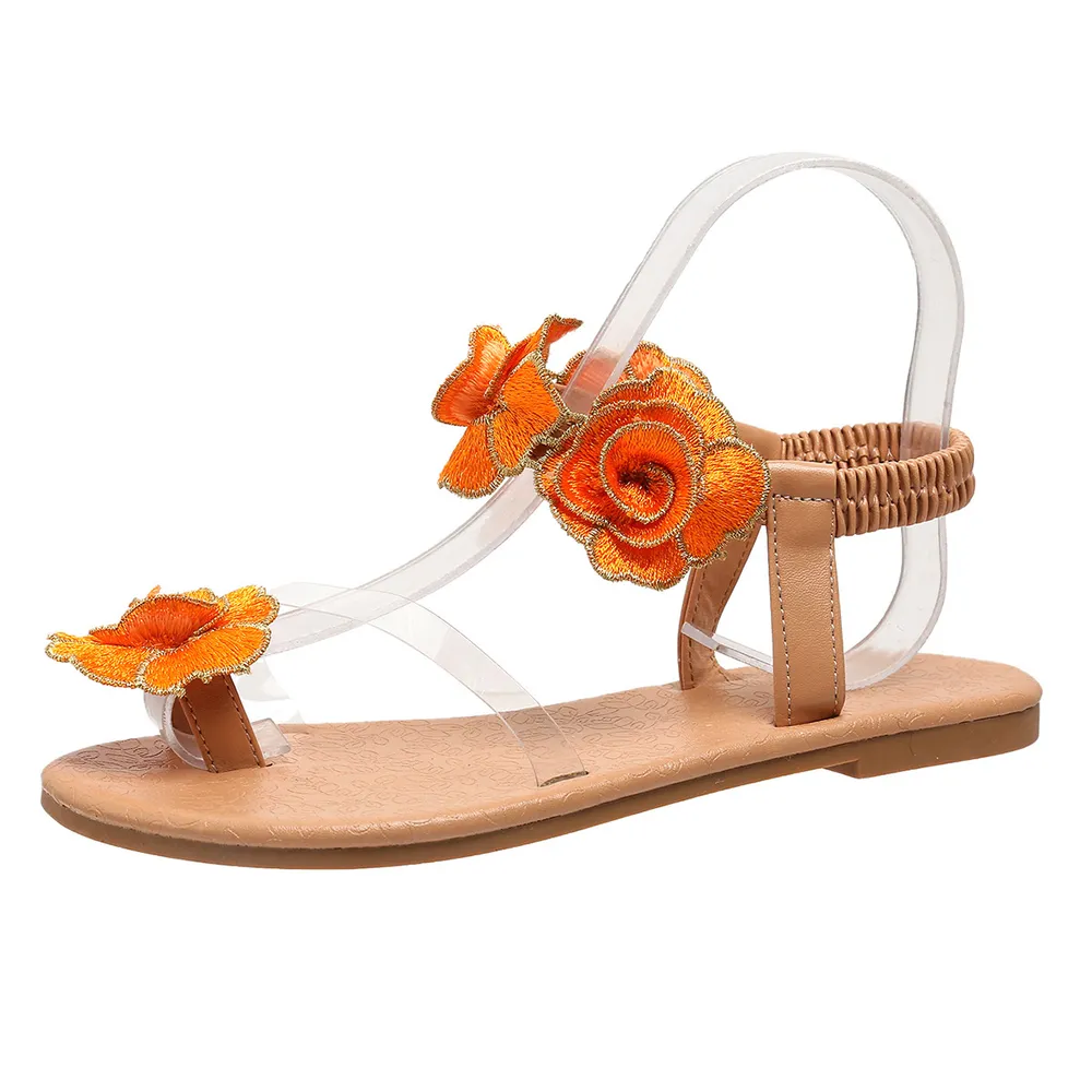 Flower Toe Loop Flats Sandals, image 3