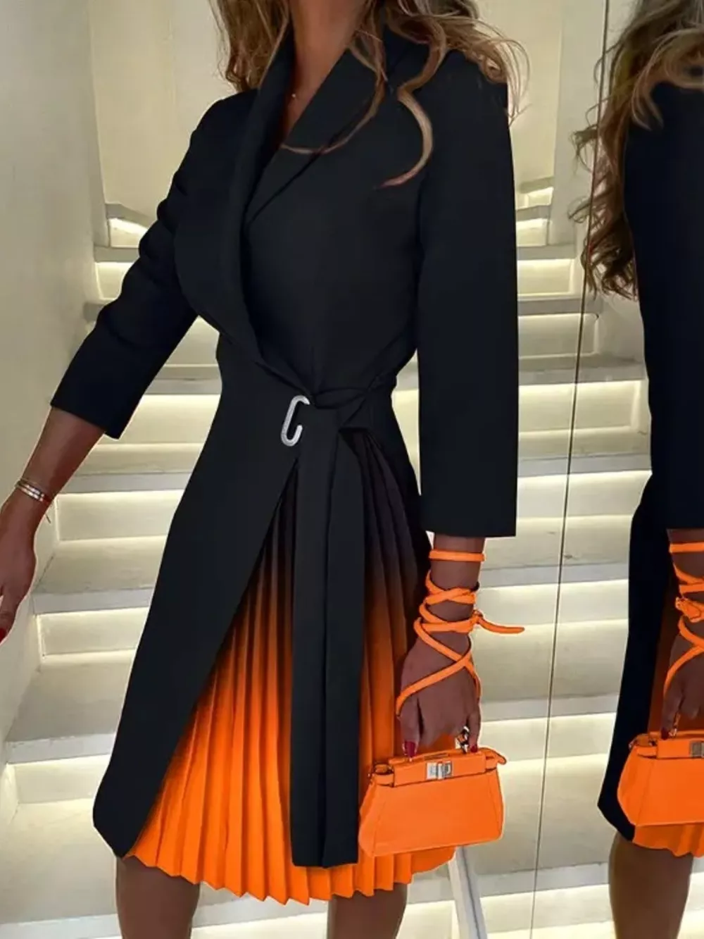 Blazer Style Pleated Midi Dress, image 10