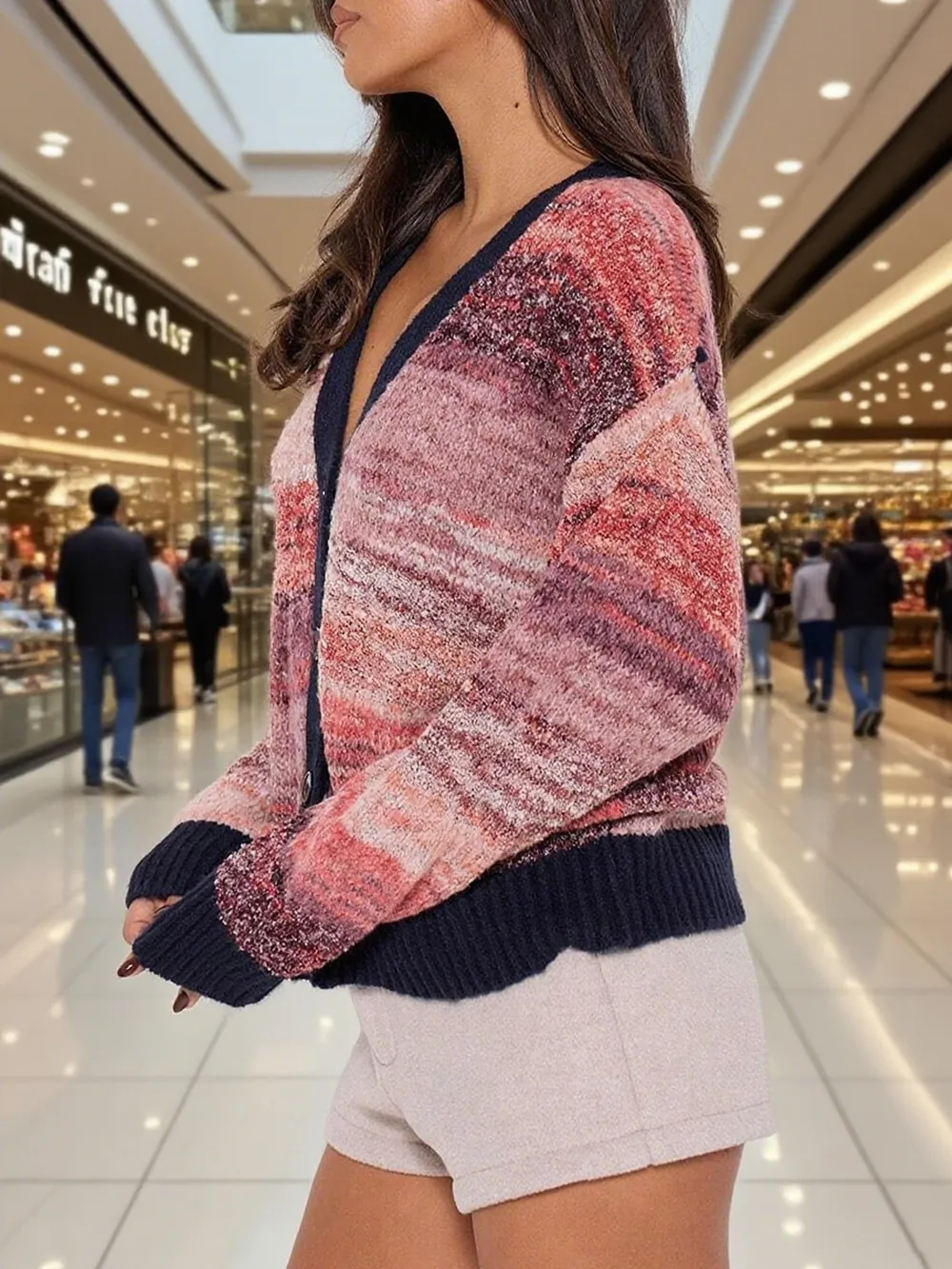Gradient Stripe Button-Up Cardigan, image 5