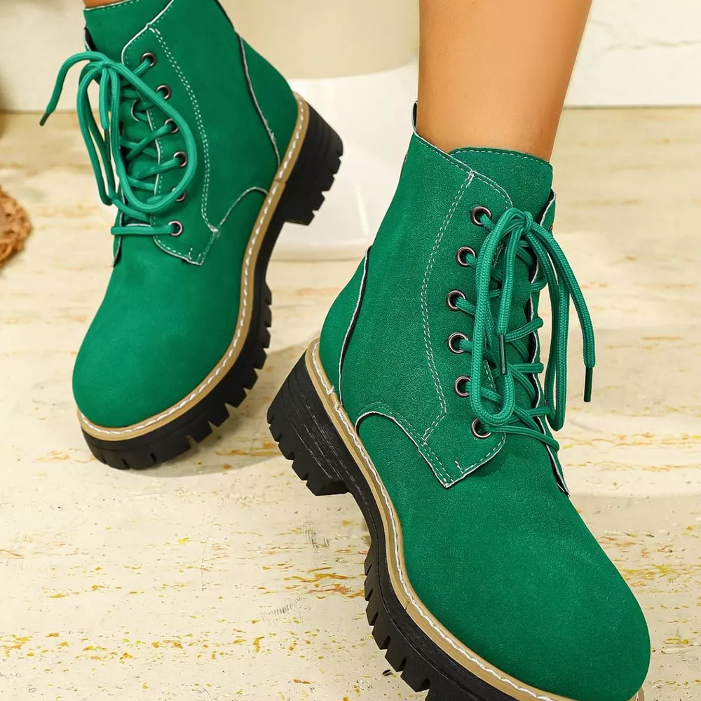 Round Toe Lace Up Boots, image 32