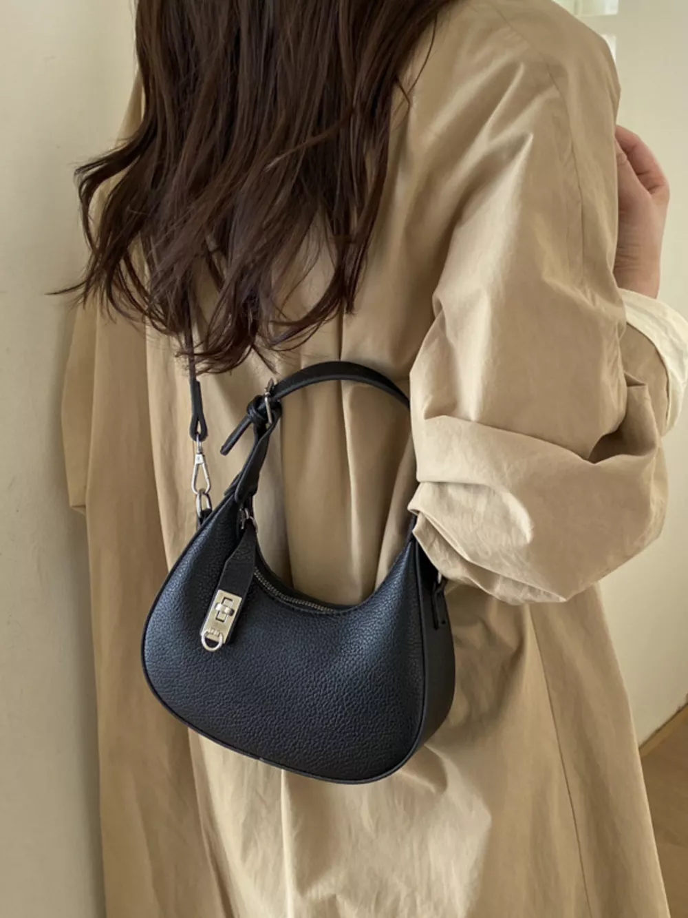 Leather Crescent Crossbody Bag, image 2