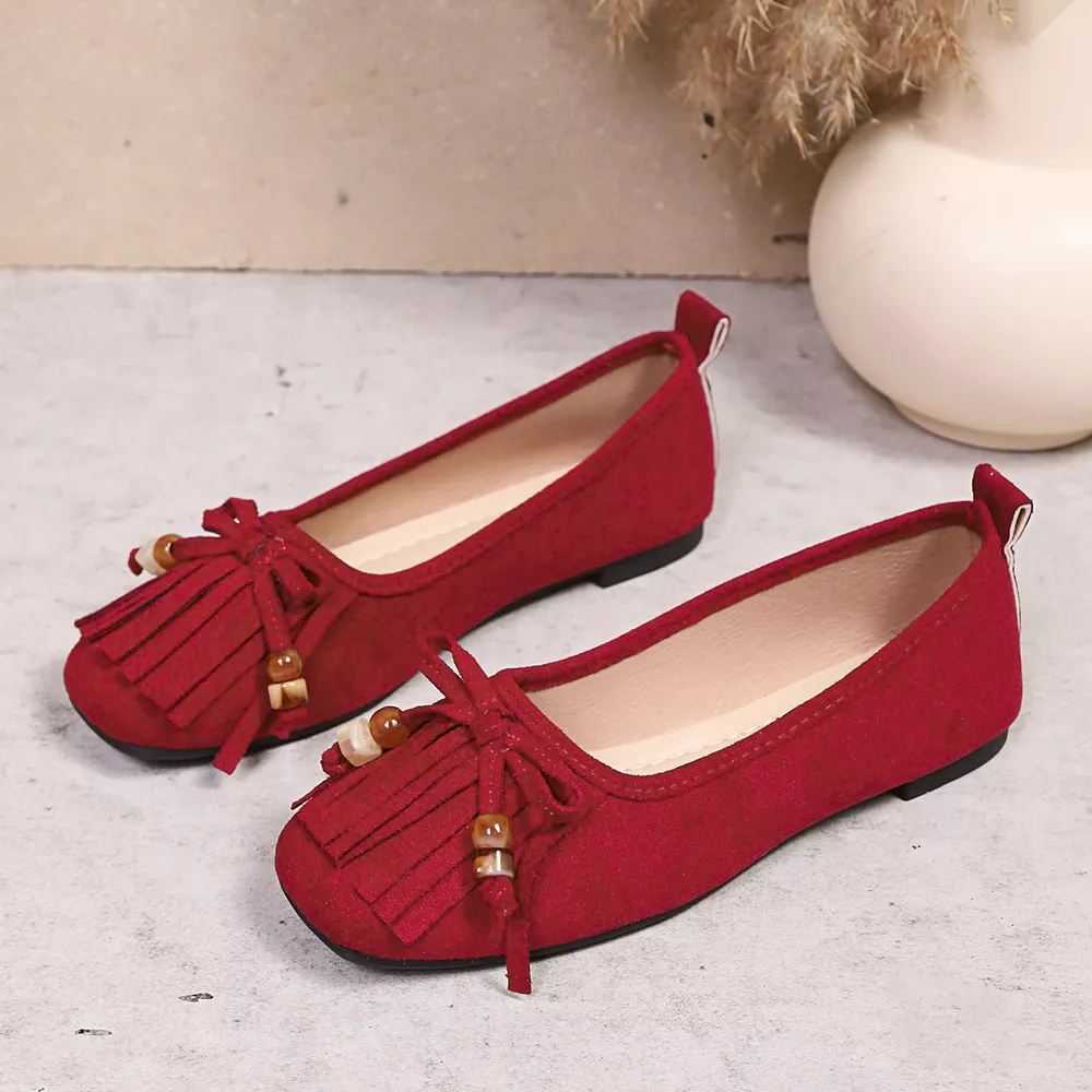 Suede Fringe Slip-Ons, image 8
