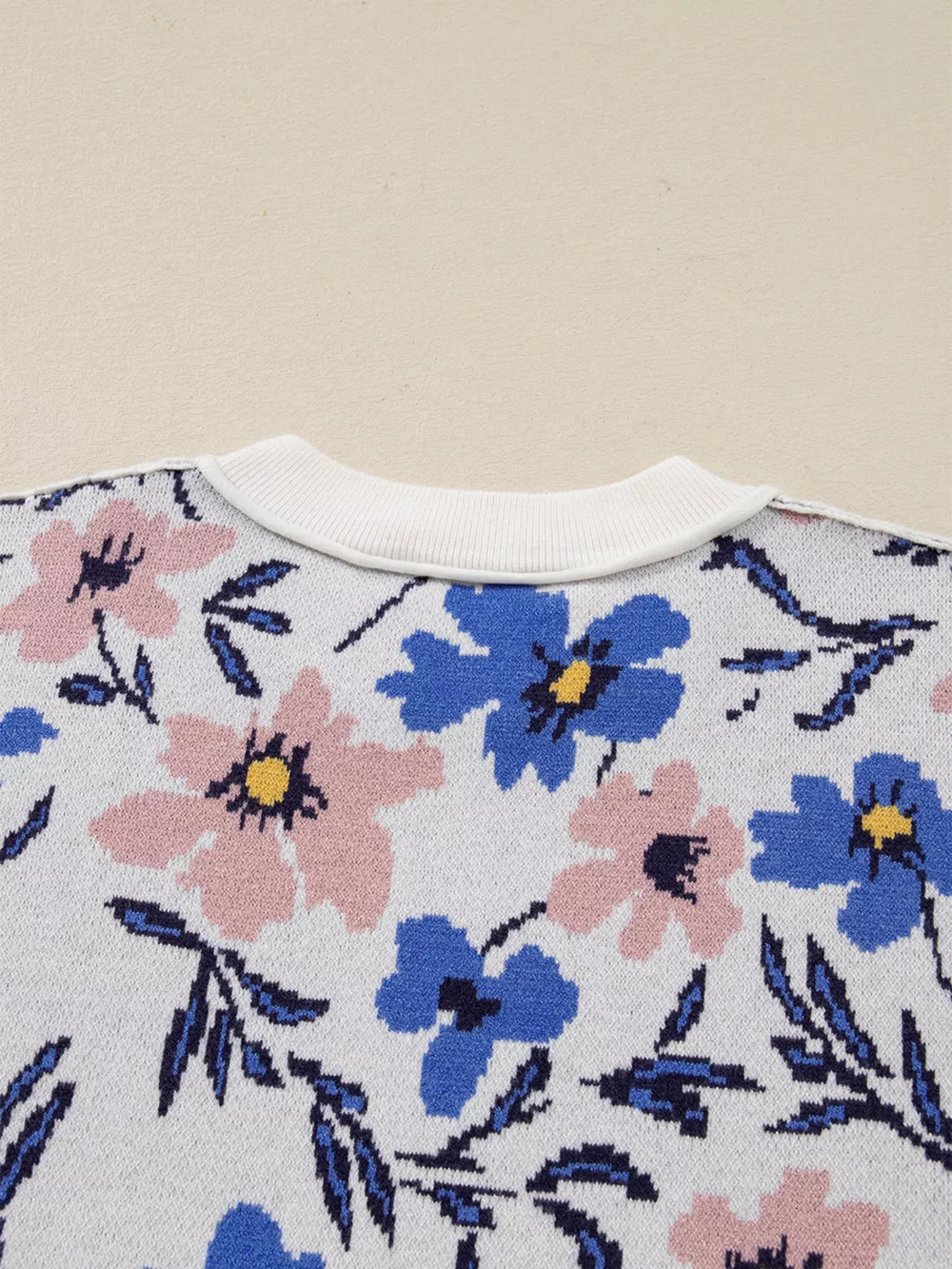 Floral Panel Colorblock Sleeve Patchwork Sweater, image 7