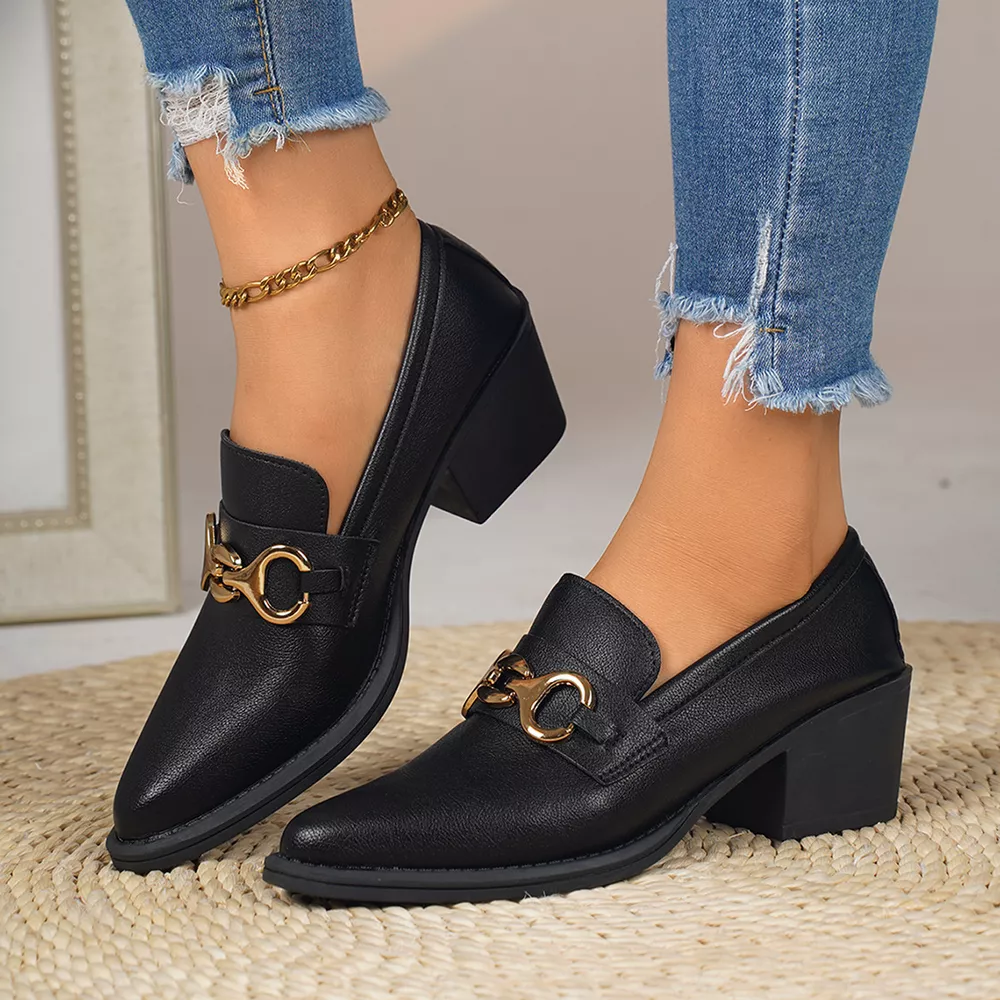 Point Toe Block Heels Loafers, image 8