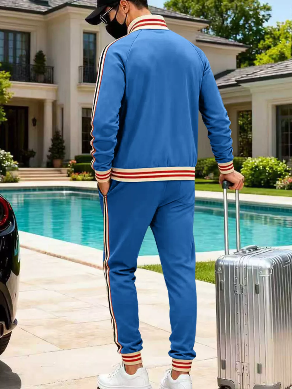 Men's Full Size Striped Zip Up Outerwear and Pants Plus Size, image 13