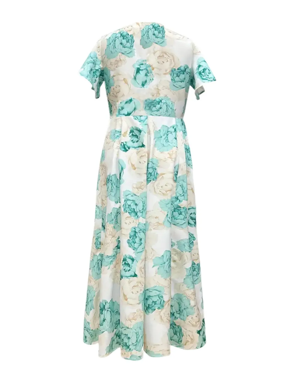 Plus Size Floral Print V-Neck Maxi Dress with Flutter Sleeves, image 4