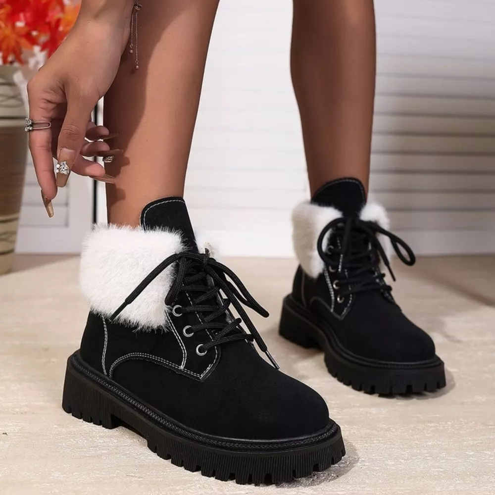 Lace Up Round Toe Block Heels Boots, image 6