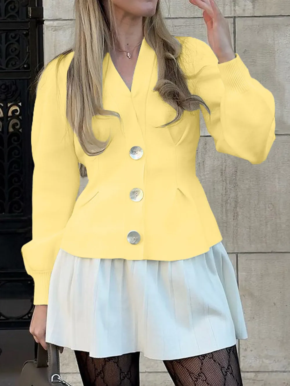 Button-Up V-Neck Knit Cardigan, image 6