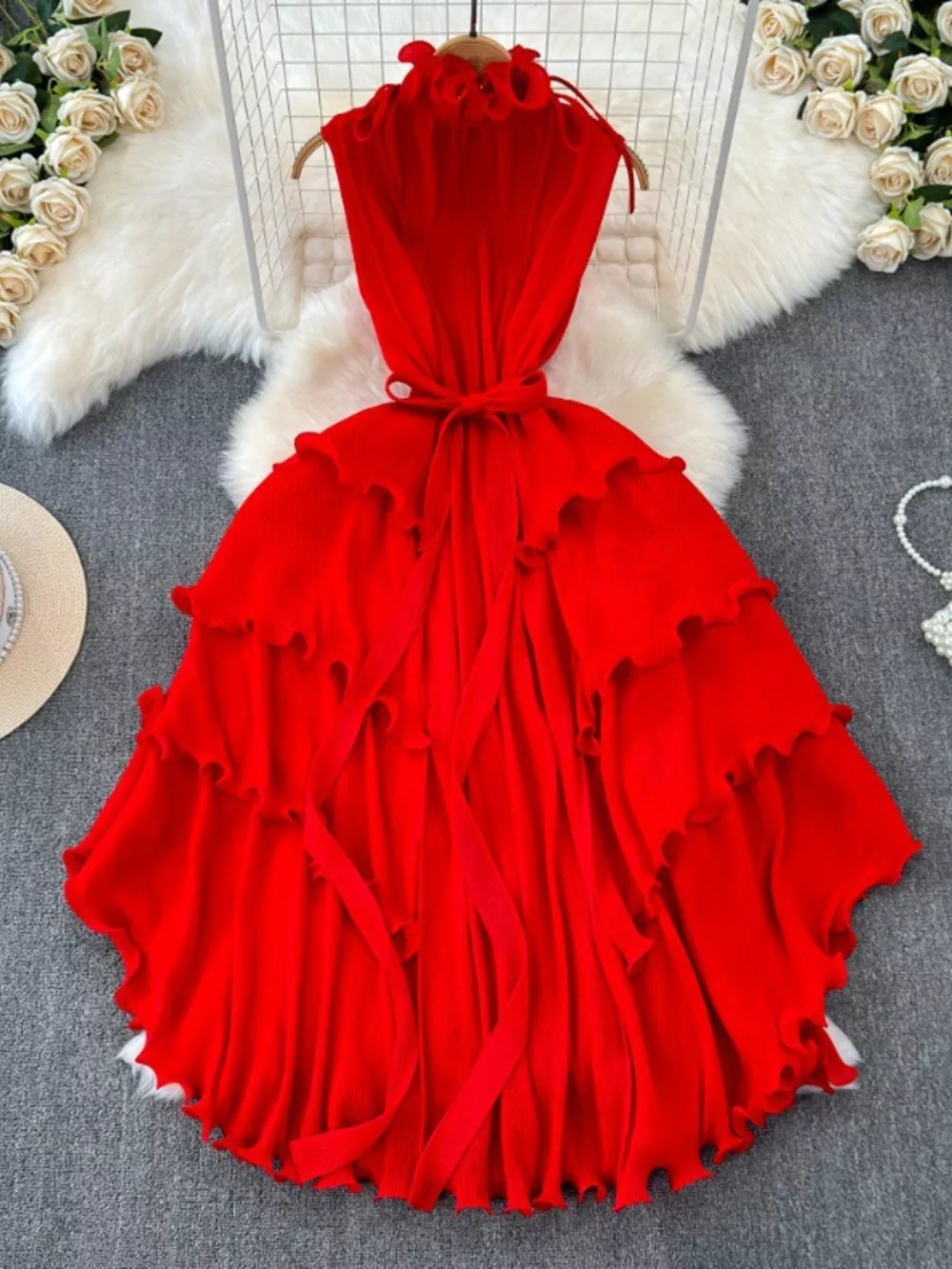Ruffled Tiered Sleeveless Midi Dress, image 18