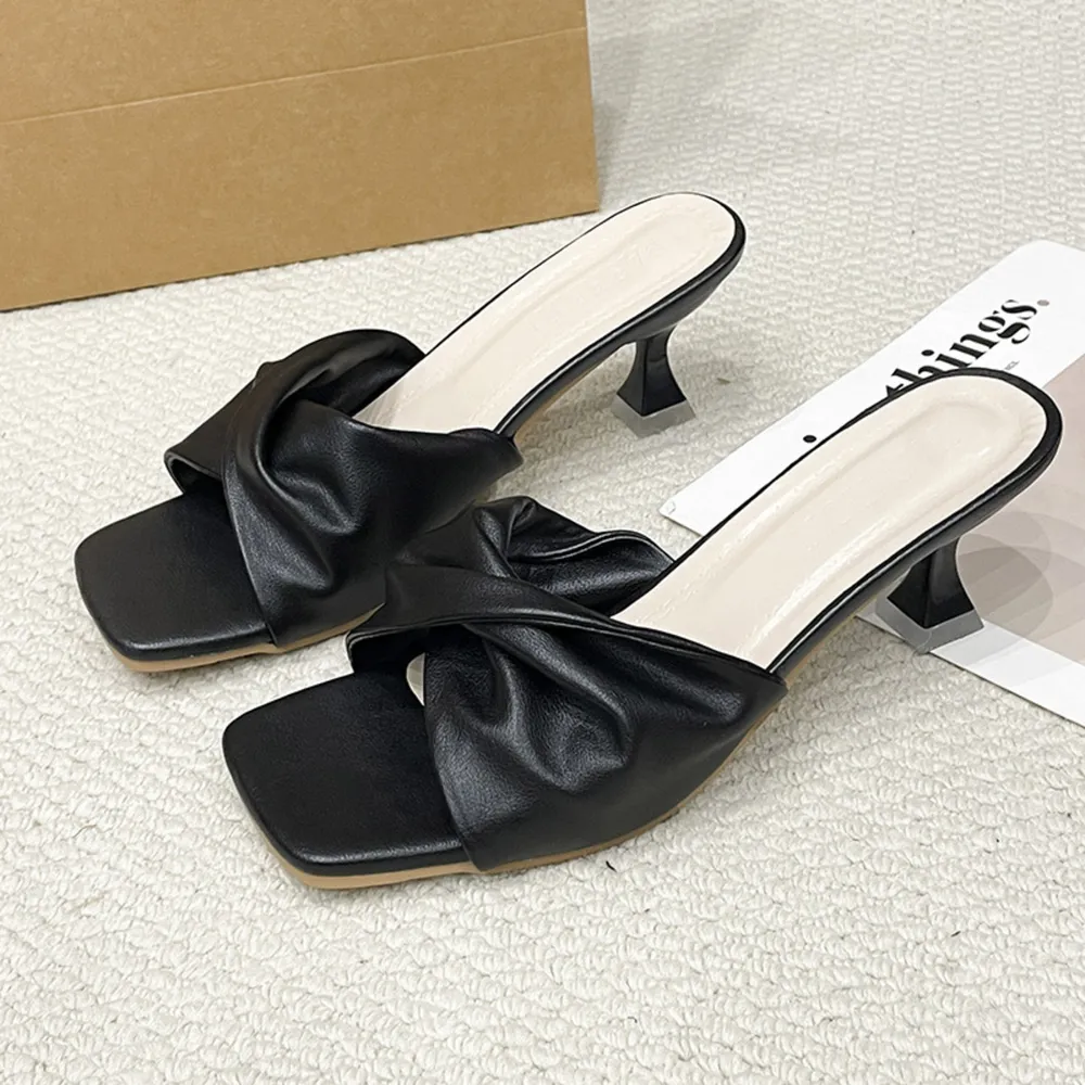 Open Toe Twisted Slide Sandals, image 3