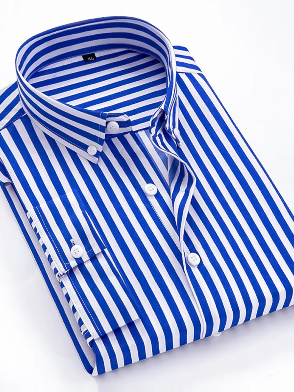 Men's Plus Size Striped Button Up Long Sleeve Shirt, image 6