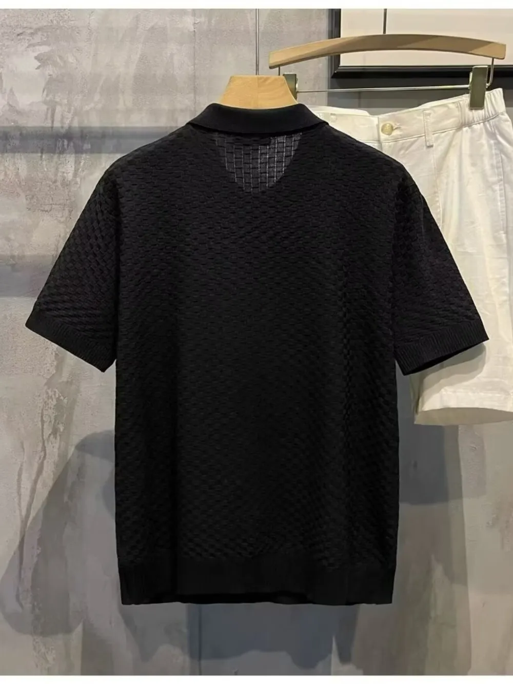 Men's Full Size Classic Textured Knit Polo Shirt Plus Size, image 2