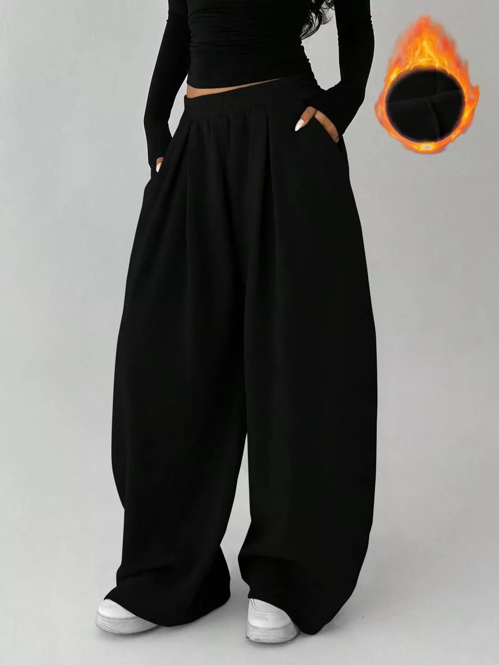 Elastic Waist Wide-Leg Sweatpants, image 8