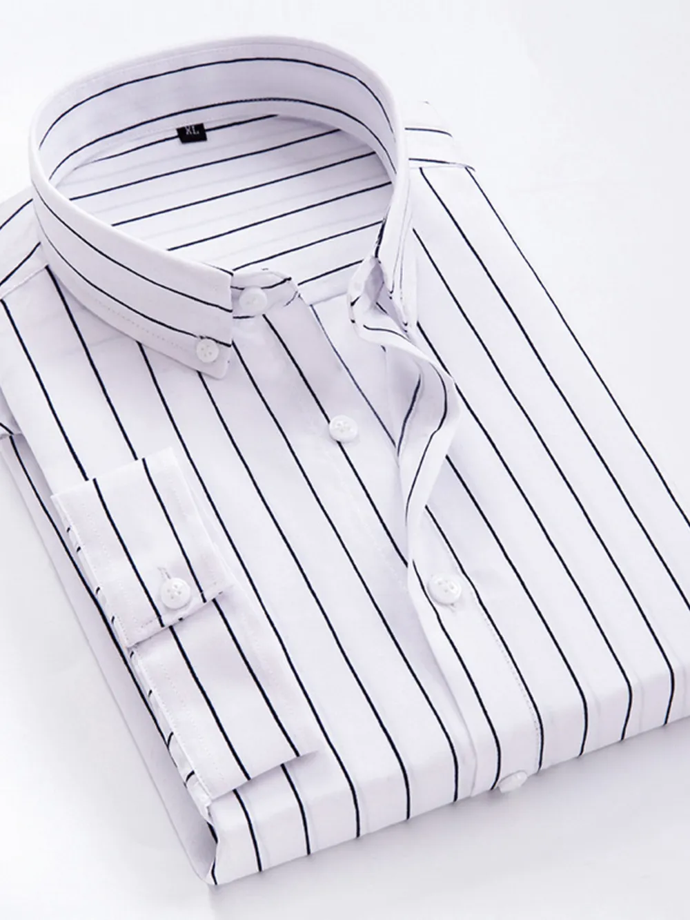 Men's Plus Size Striped Button Up Long Sleeve Shirt, image 8