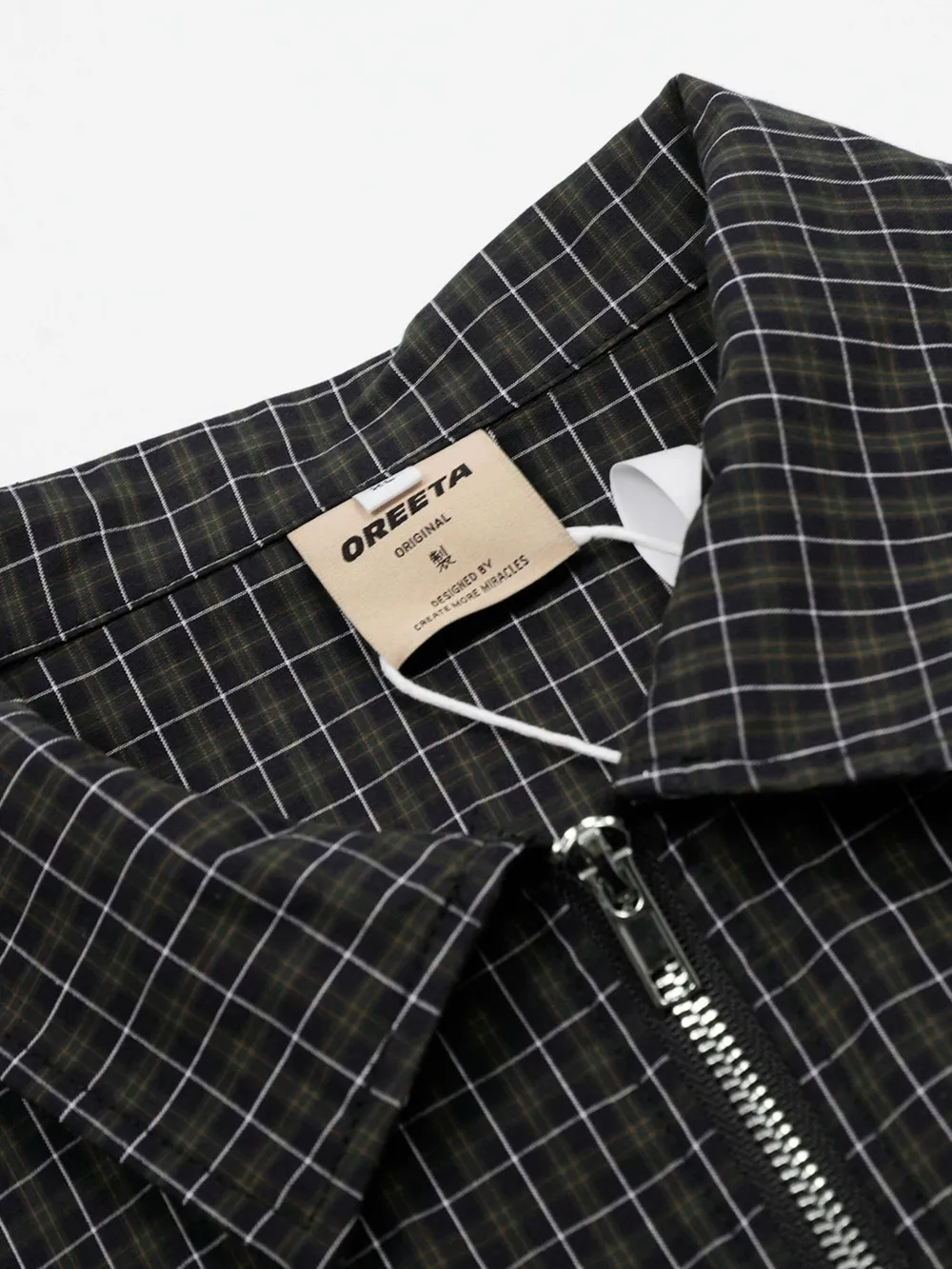 Men's Pearl Embellished Plaid Zip-Up Shirt, image 7