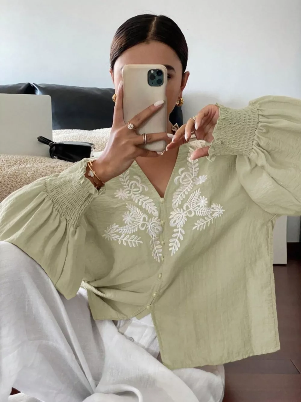 Embroidered Long Sleeve Blouse, image 24