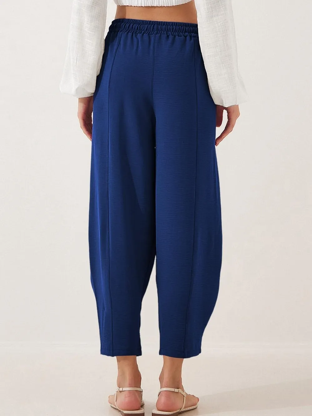 Full Size Drawstring Wide Leg Cropped Pants Plus Size, image 14