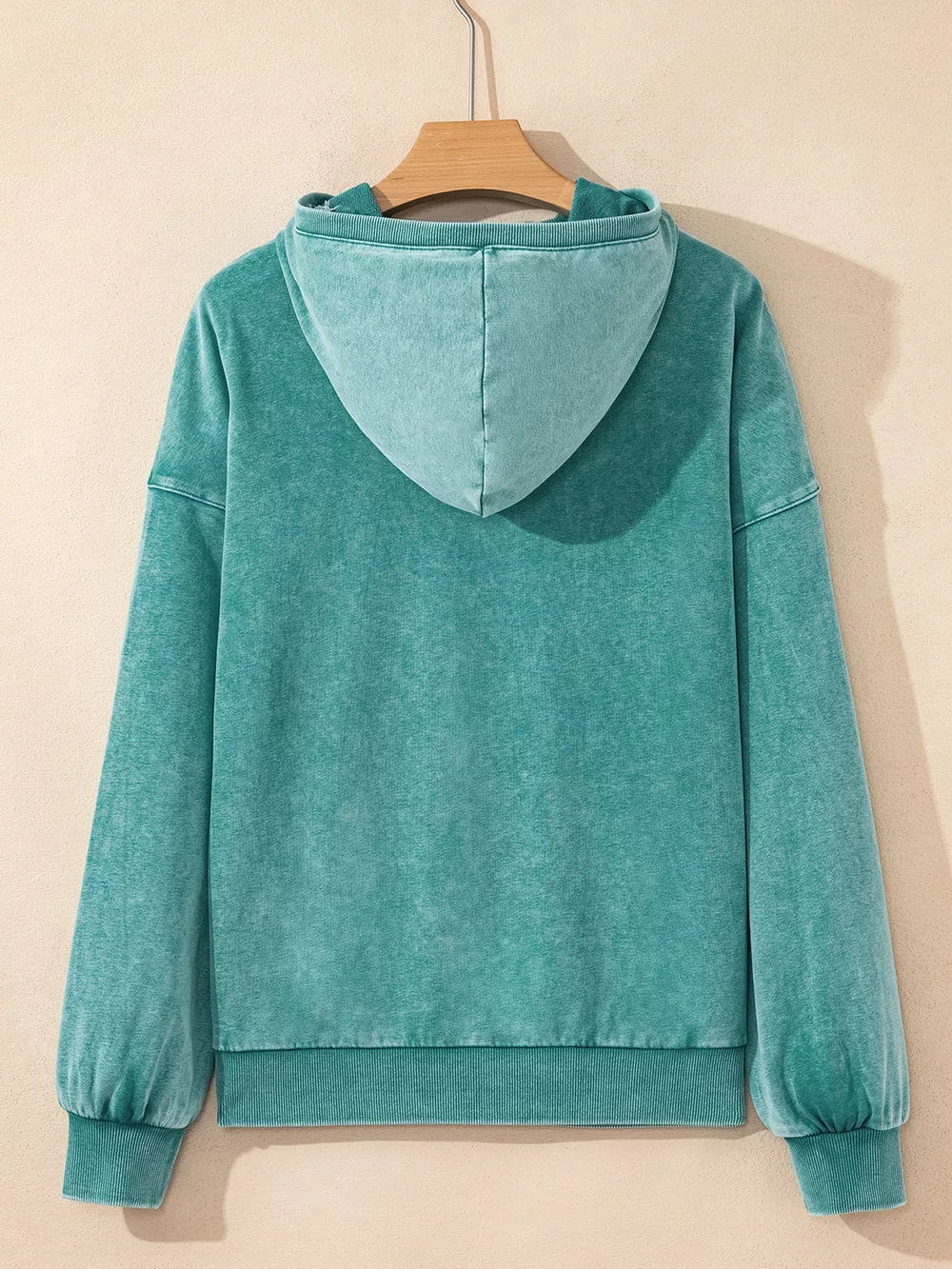 Half Zip Kangaroo Pocket Mineral Wash Baggy Hoodie, image 11
