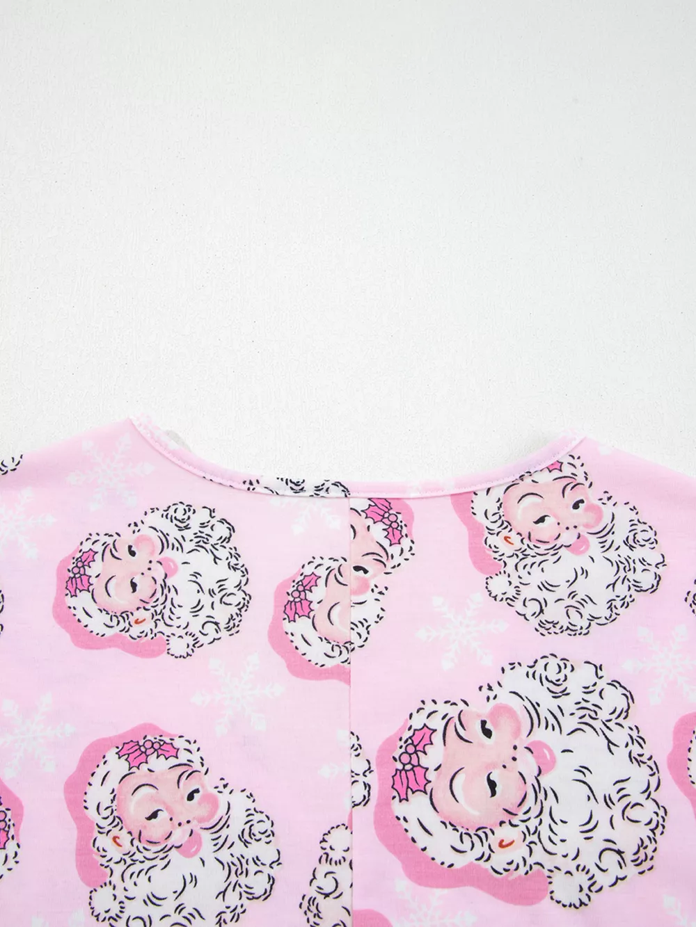 Santa Claus Print V Neck Tee Drawstring Pants 2pcs Lounge Set, image 6