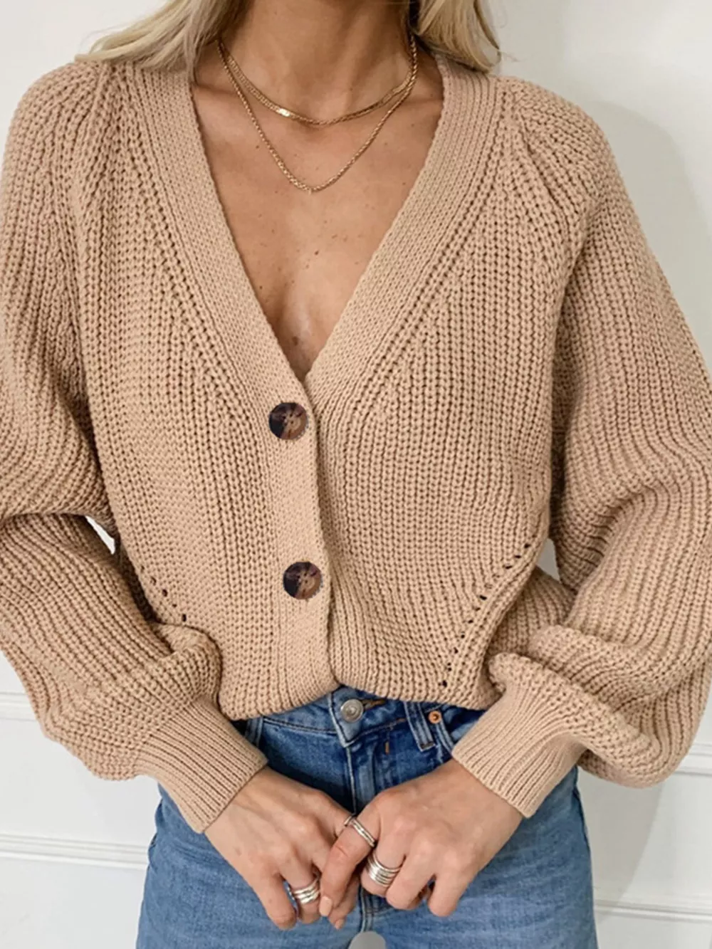 Full Size Chunky Knit Button-Down Cardigan Plus Size, image 11
