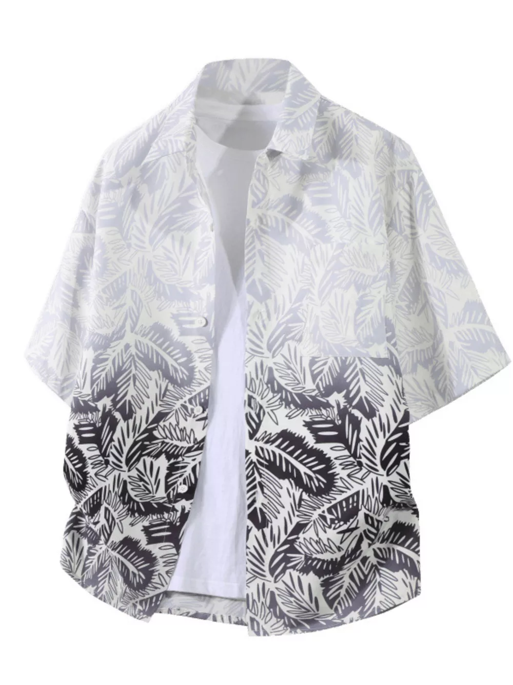 Men's Plus Size Tropical Print Short Sleeve Casual Shirt, image 9
