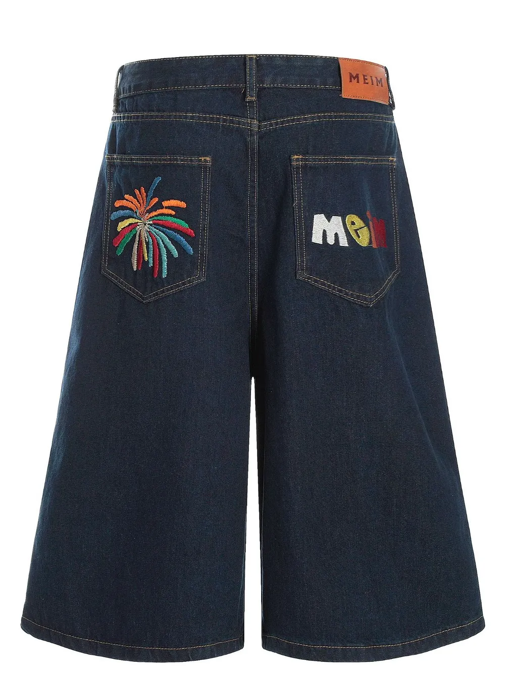 Men's Wide Leg Wash Denim Shorts, image 5