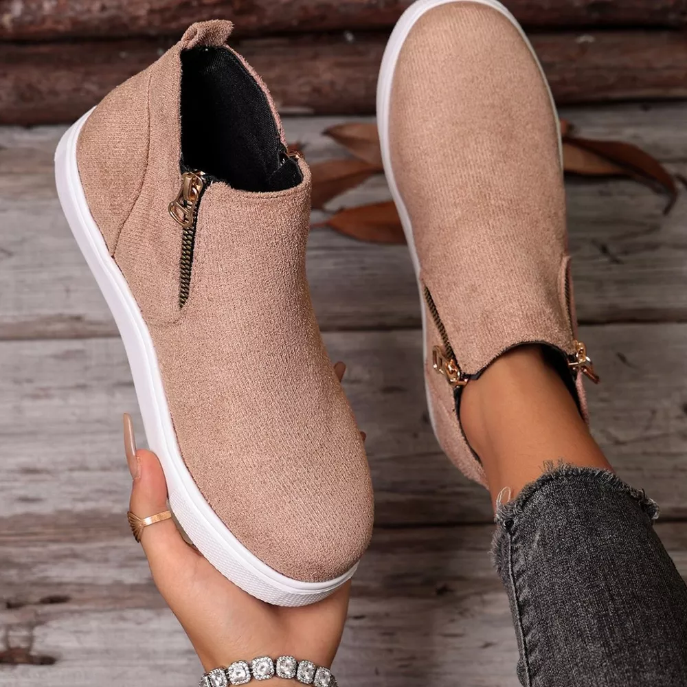 Suede Ankle Boots with Side Zipper, image 8