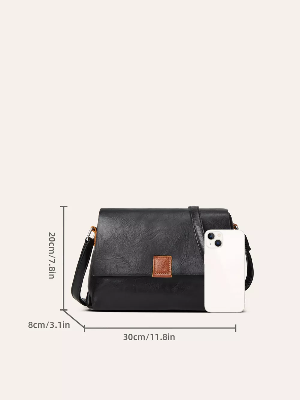 Vintage PU Leather Flap Crossbody Bag, image 6