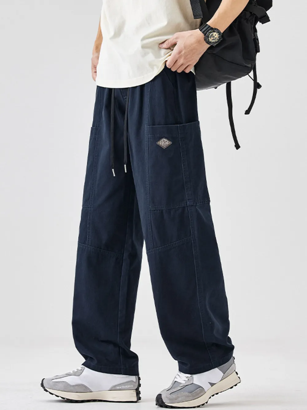 Men's Plus Size Casual Wide-Leg Drawstring Pants, image 5