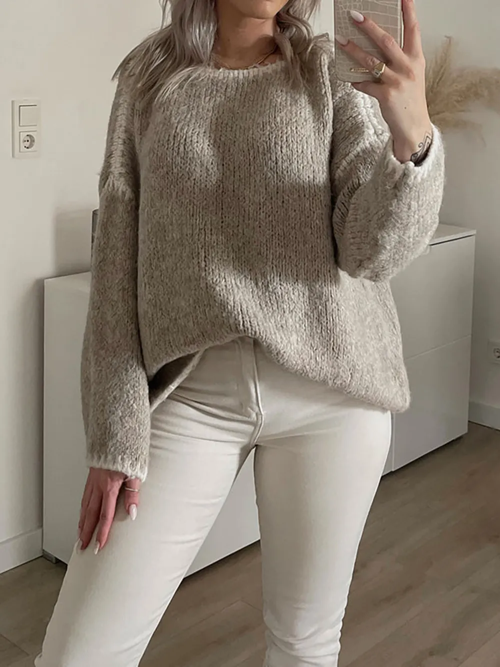 Contrast Trim Oversized Sweater, image 14