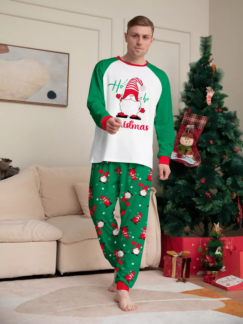 Full Size Christmas Gnome Print Matching Family Pajama Set Plus Size, image 7