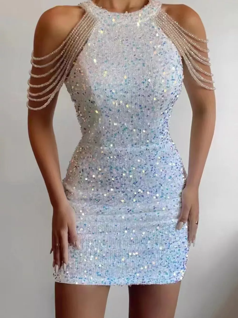 Full Size Sequin Embellished Bodycon Mini Dress Plus Size, image 2