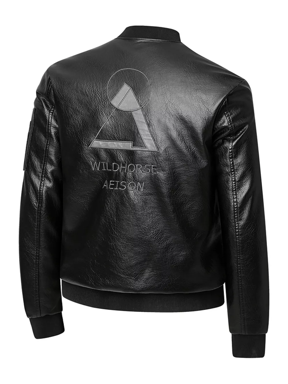Men's Plus Size Zip Up Faux Leather Bomber Jacket, image 4