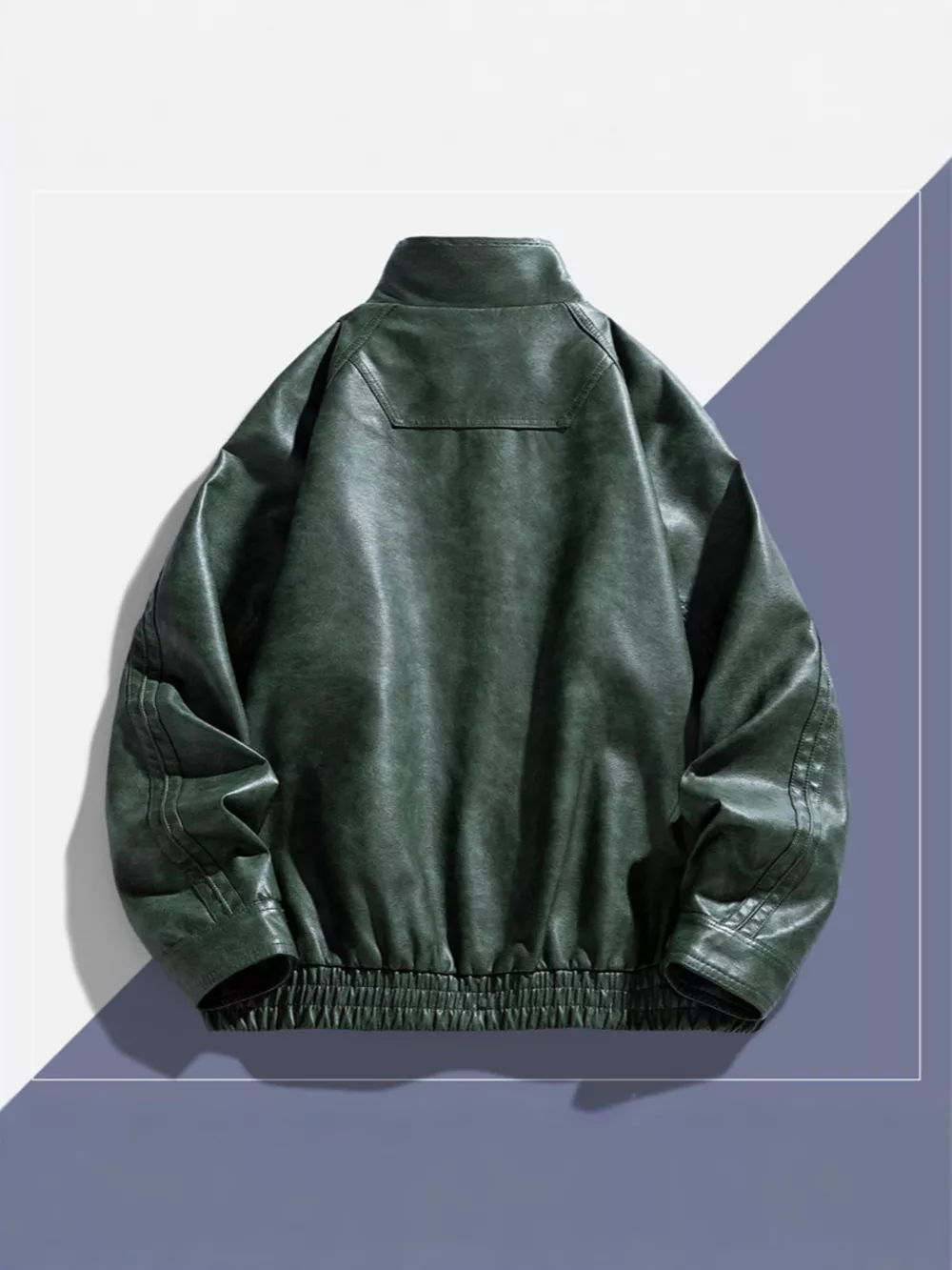 Men's Plus Size Vintage Style Faux Leather Moto Jacket, image 4