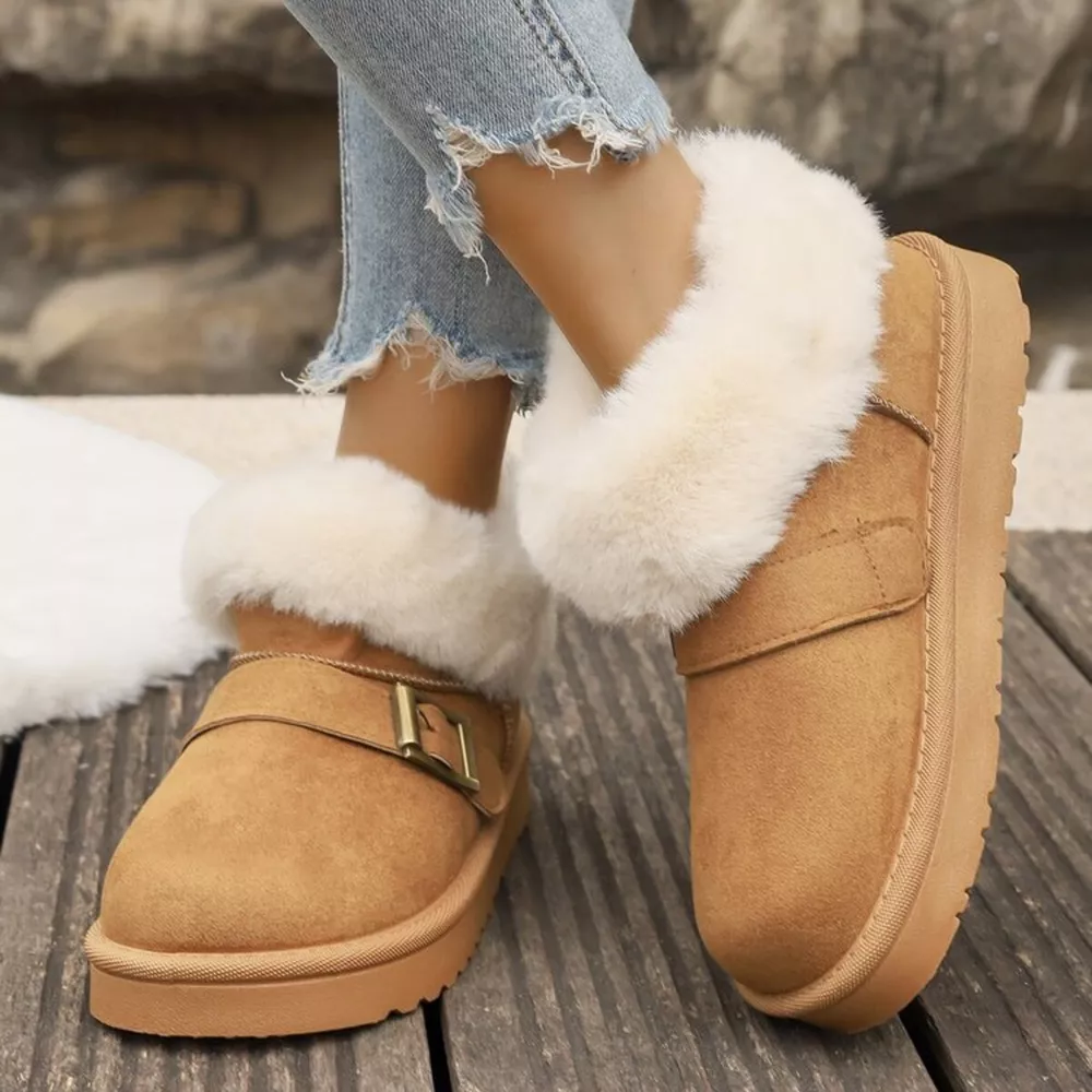 Fuzzy Trim Buckle Accent Winter Boots, image 16