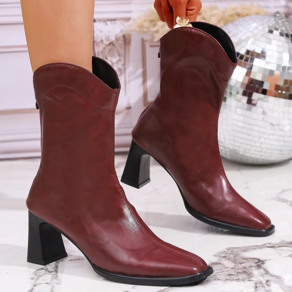 Leather Block Heel Boots, image 10