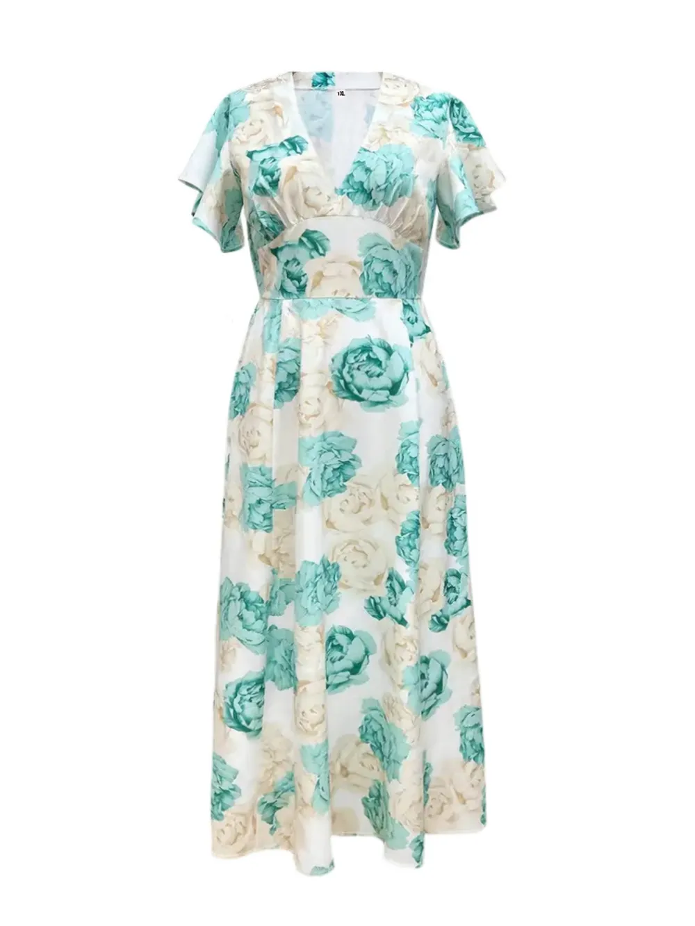 Plus Size Floral Print V-Neck Maxi Dress with Flutter Sleeves, image 5
