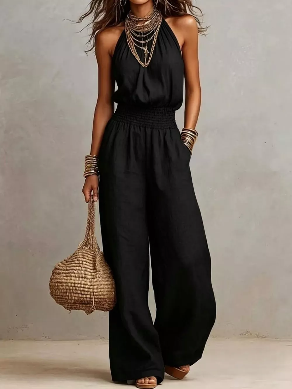 Elegant Halter Neck Wide-Leg Jumpsuit, image 3