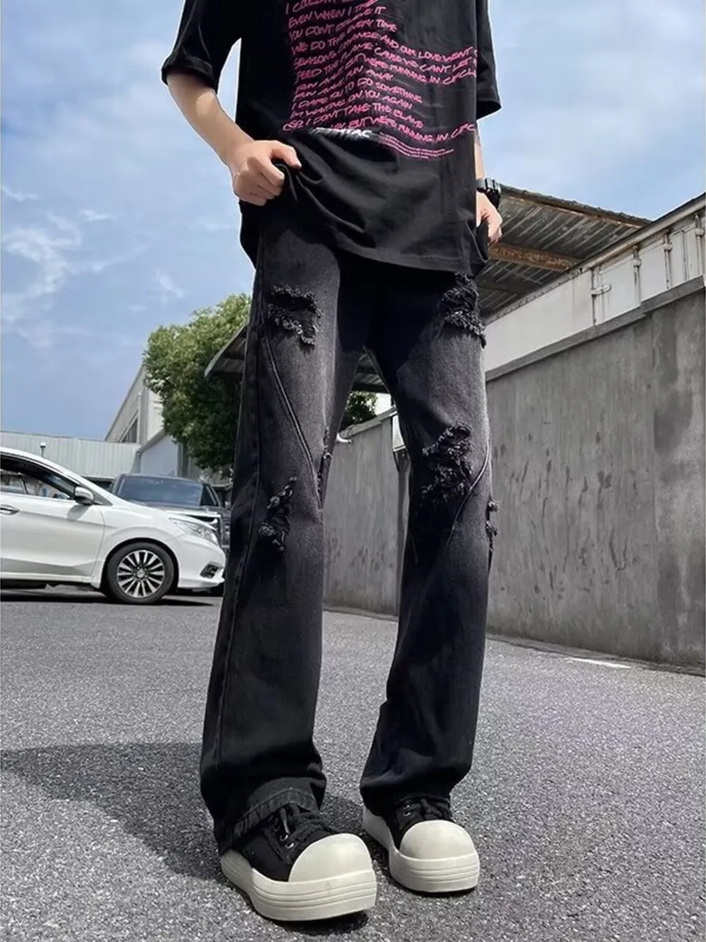 Men's Full Size Ripped Distressed Straight Leg Jeans Plus Size, image 2