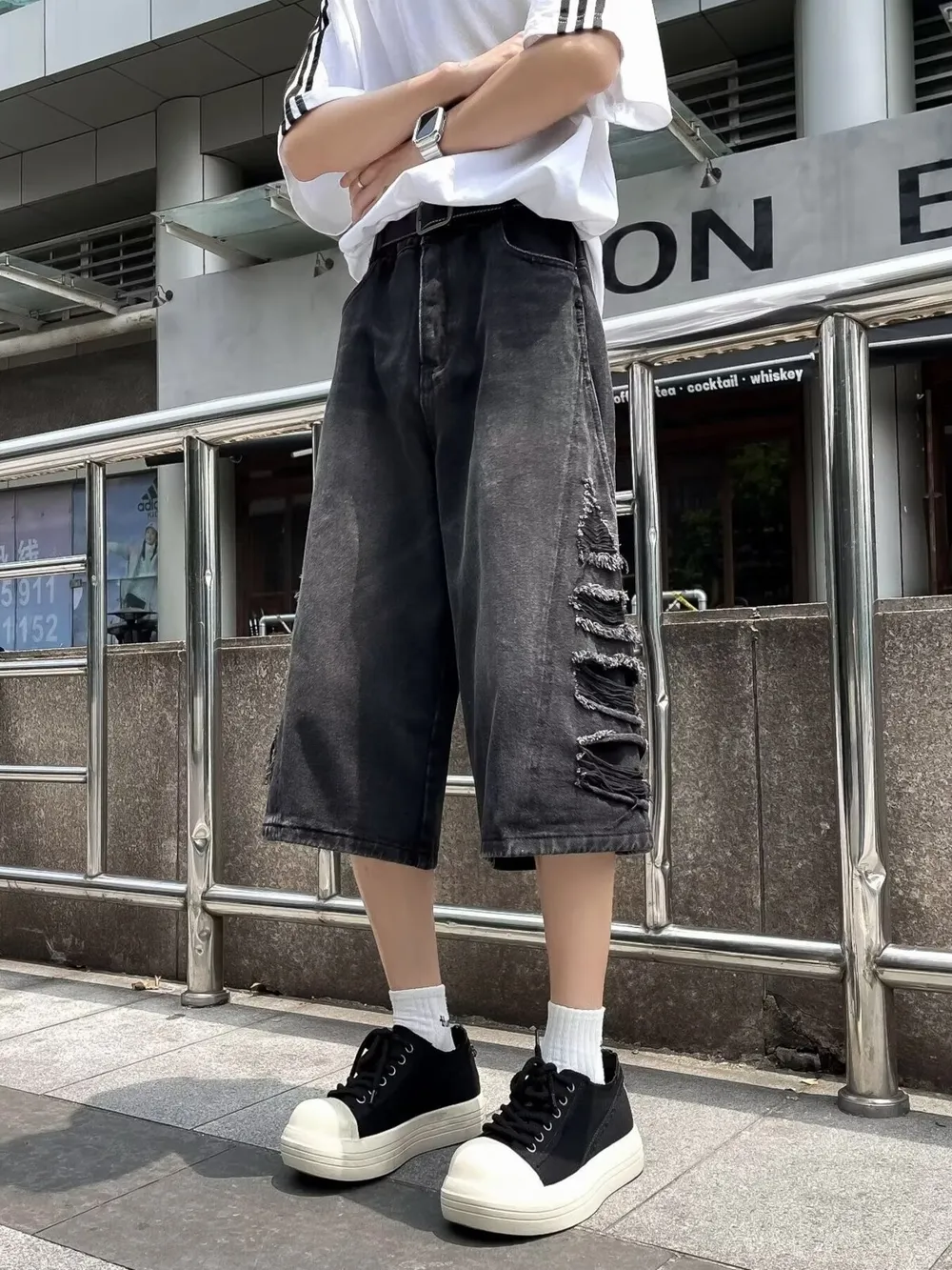 Men's Full Size Wide Leg Denim Shorts Plus Size