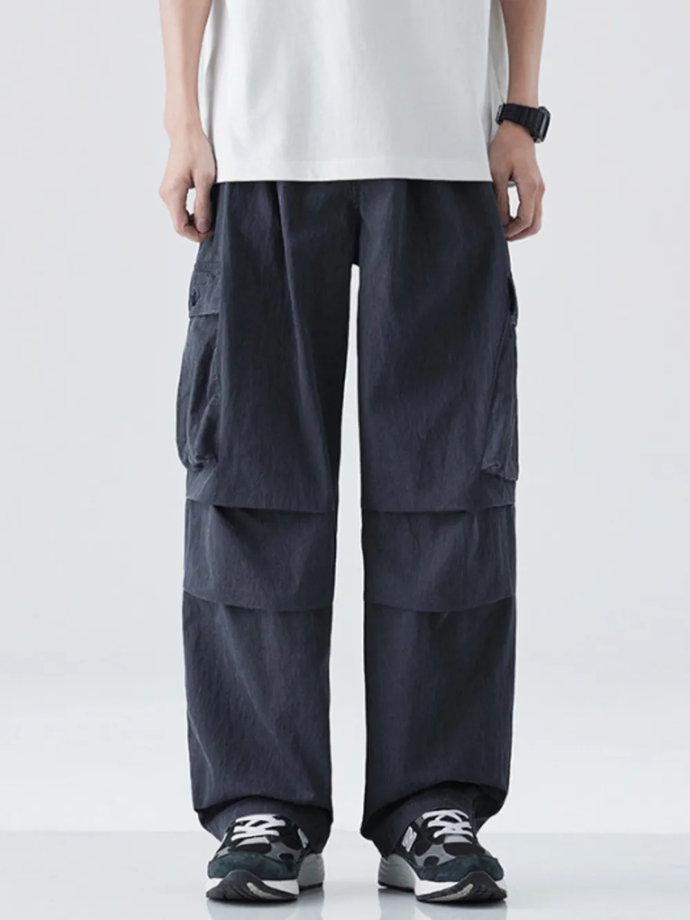 Men's Drawstring Wide Leg Cargo Pants, image 2